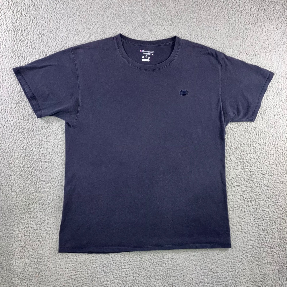 Retro Champion T-Shirt Men L Navy Blue S/S Embroidered Logo y2k Gorpcore Skater